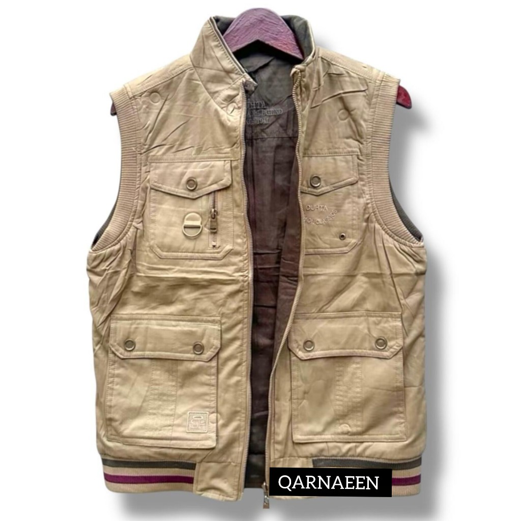 -Rompi pria outdoor bisa bolak balik - jaket rompi pria katun kanvas size jumbo