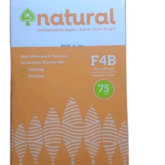 Kertas Natural F4 75gsm (216 x 330mm) 1 rim isi 500 lembar