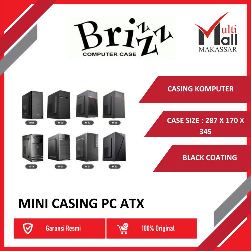 CASING BRIZZ MINI CASING PC ATX PSU 500W, CASING KOMPUTER