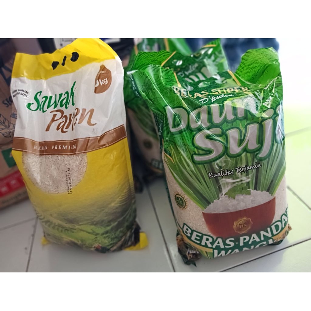 beras daun suji 5kg sawah panen 5kg pulen enak