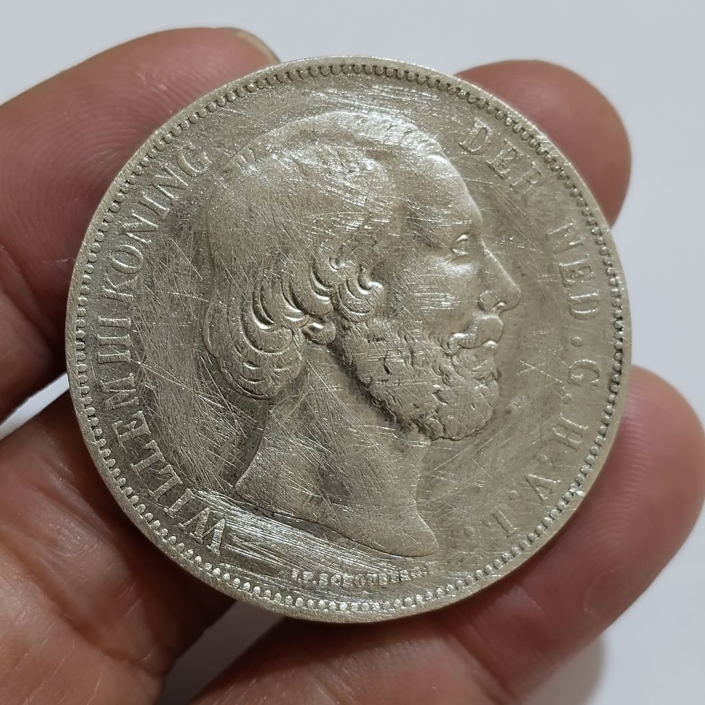 koin Silver Willem lll 2,5 Gulden 1874 Koin perak