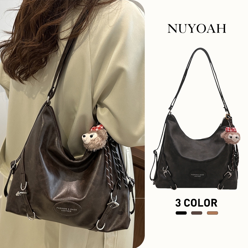 Tas Bahu Wanita Tas Kerja Santai Tas Kerja PU Kulit Vintage Tas Selempang Kapasitas Besar