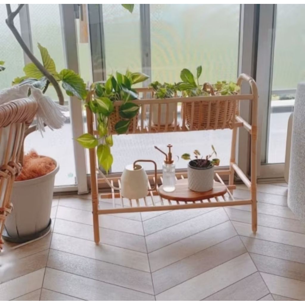 Pot rotan / rak pot rotan / standing pot