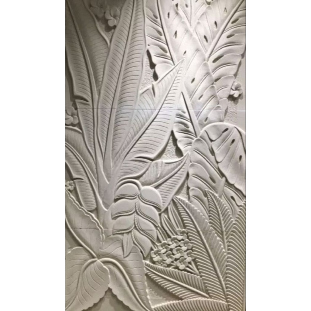 relief batu alam motif tumbuhan