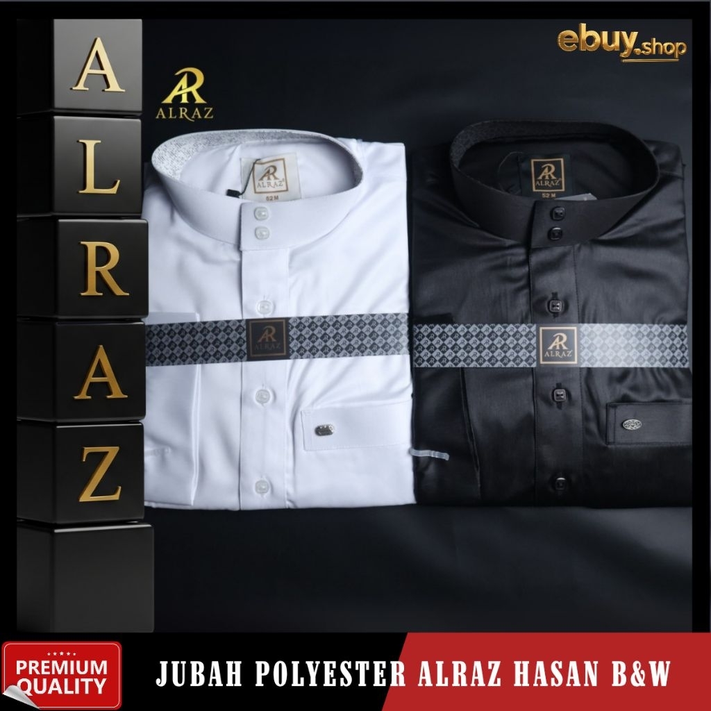 Jubah Alraz Polyester Premium Hasan – Gamis Al Raz Lengan Panjang Polos Non Manset Pria Muslim Dewas