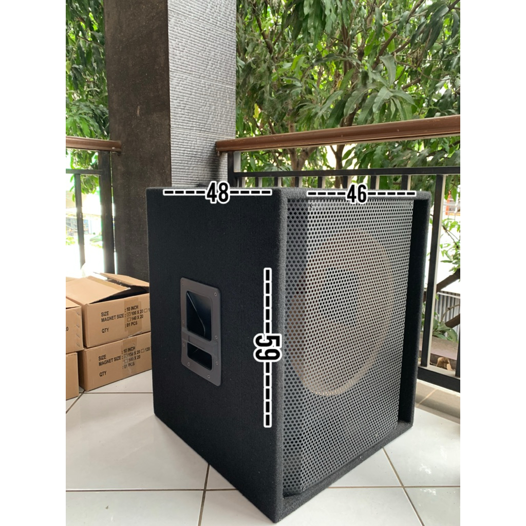 box subwoofer bass 15 inch finishing bahan karpet & ram besi