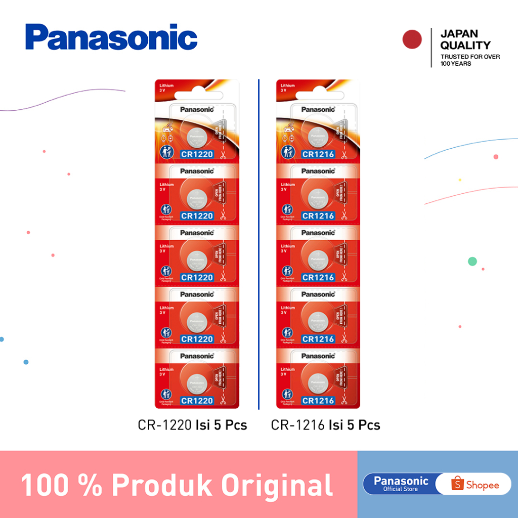 Panasonic Baterai Kancing Lithium Coin CR1216 | CR1220 Panasonic Lithium CR-1216 / CR-1220 3V