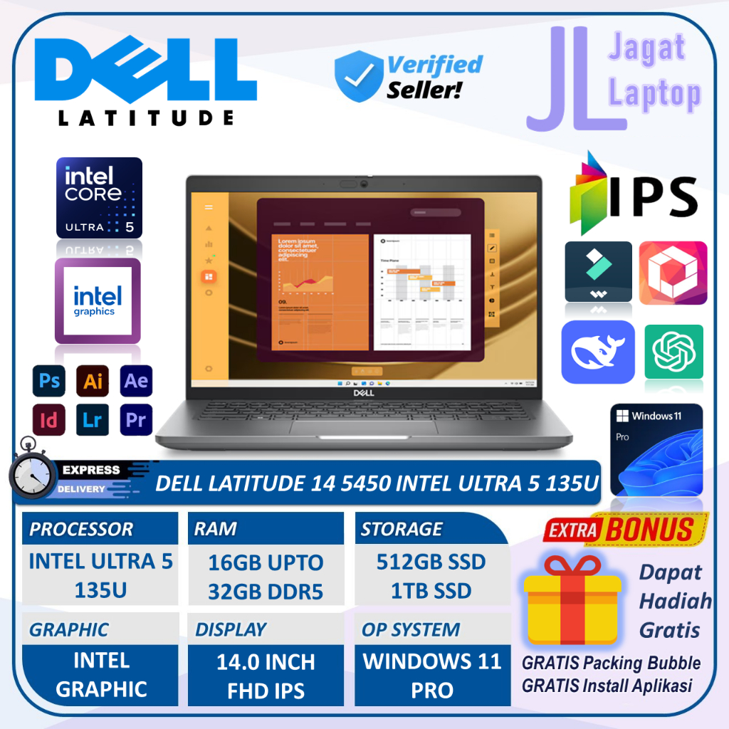 Dell Latitude 14 5450 Intel Ultra 5 135u 32GB Ram 1TB SSD 14.0" Full HD IPS  Windows 11 Pro