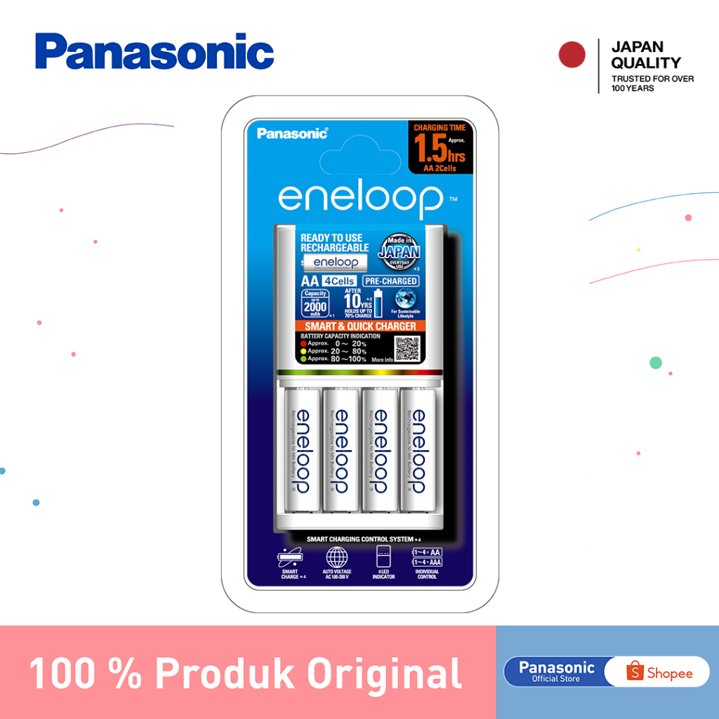 Panasonic Eneloop Fast Charger Kit + 4pc Battery Eneloop Rechargeable