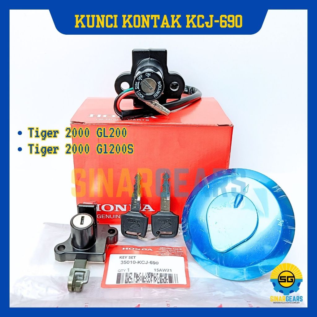 Keyset Original Honda KCJ 690 Kunci Kontak Tiger 2000 GL200 Konci Motor Set Key Set Ori AHM