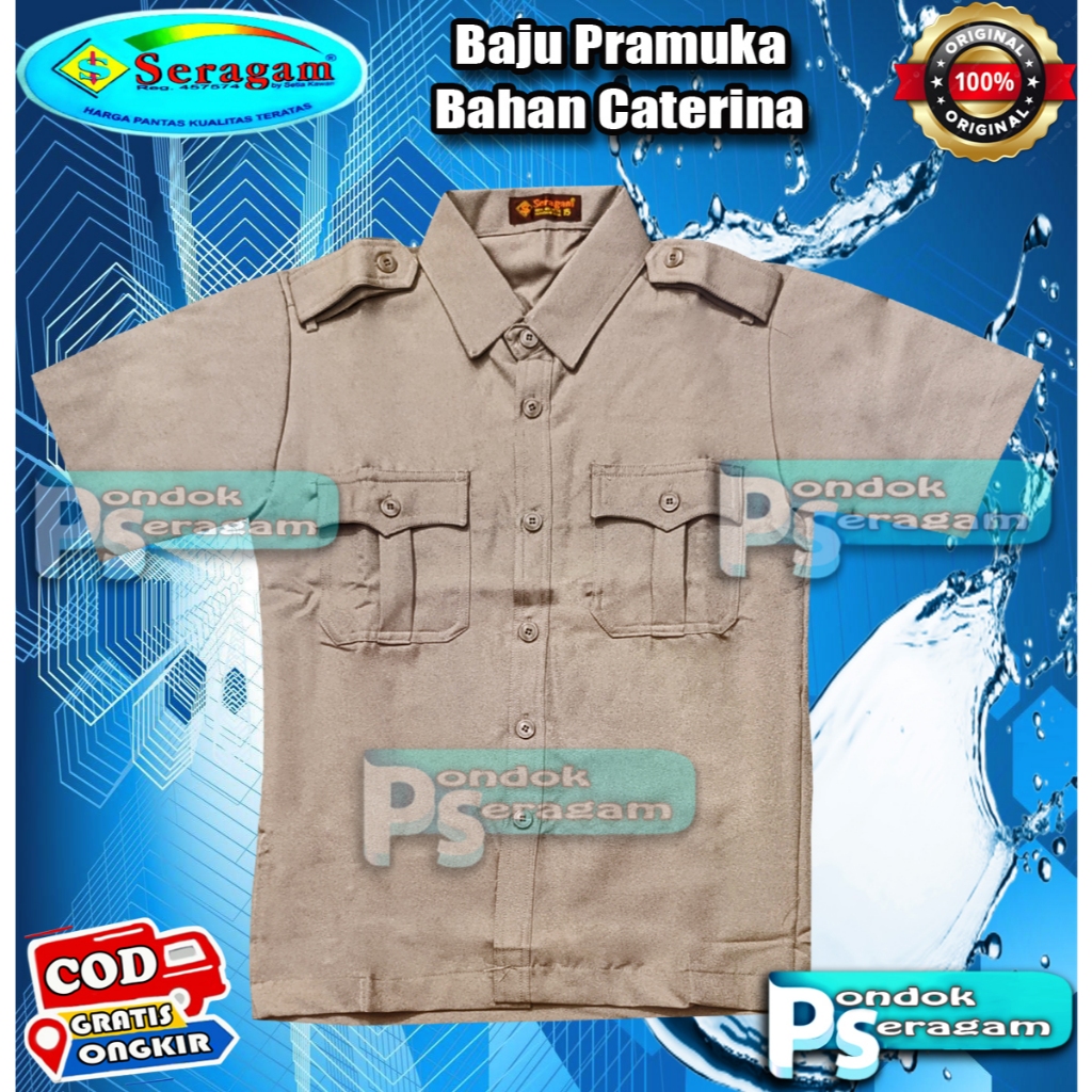 Baju Pramuka Laki Laki Pembina  Guru  Lengan Pendek Bahan Caterina Merk Seragam