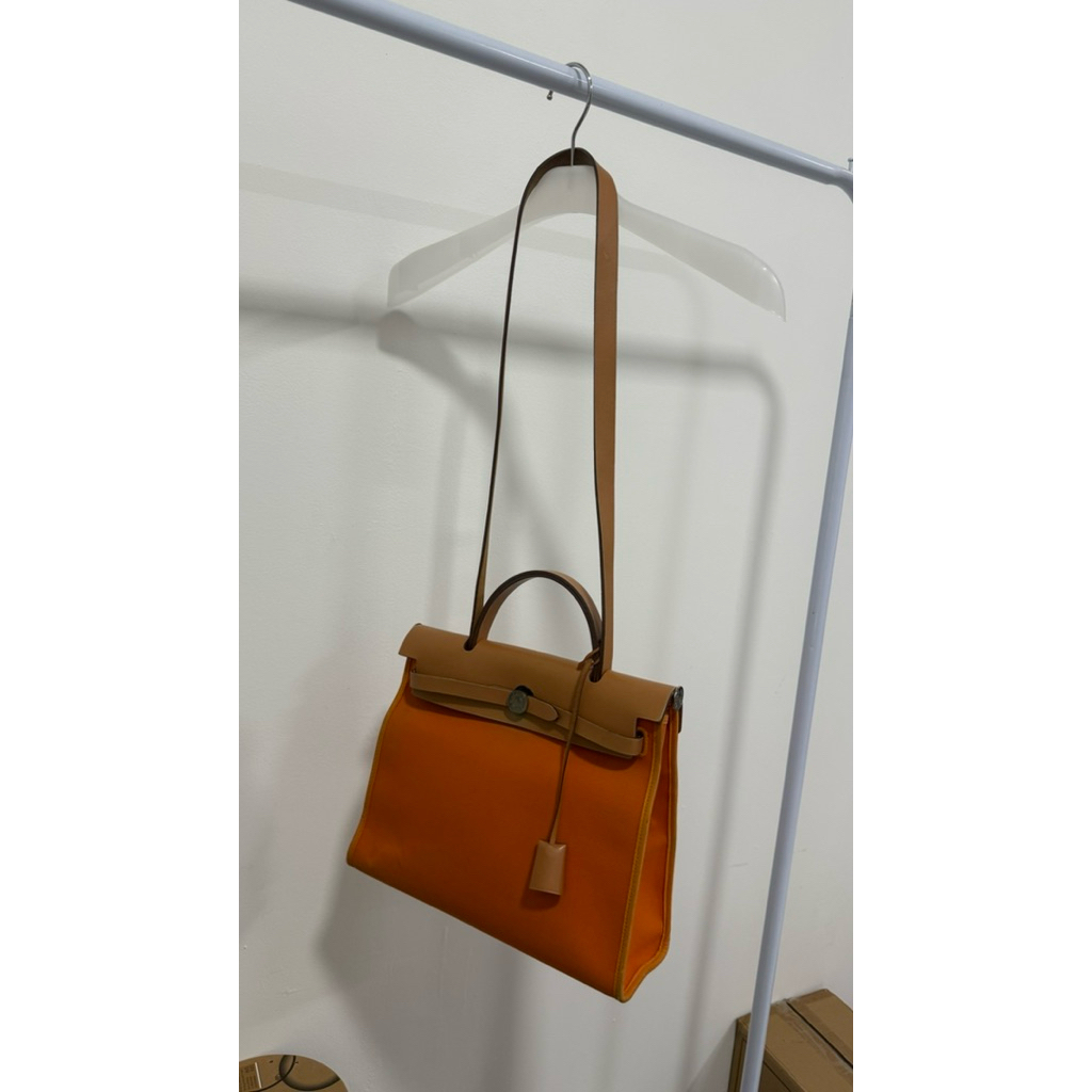 preloved h brand herbag canvas orange include box