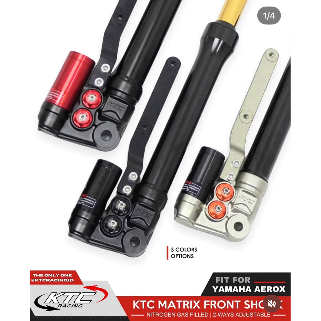 Suspension Shock Depan KTC Matrix Double Klik Aerox Old/ Aerox New Original Ktc