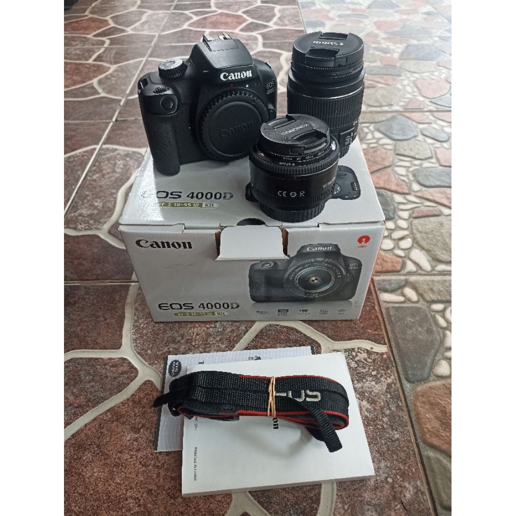 Kamera Second Canon 4000D Paket 2Lensa KIT-FIX