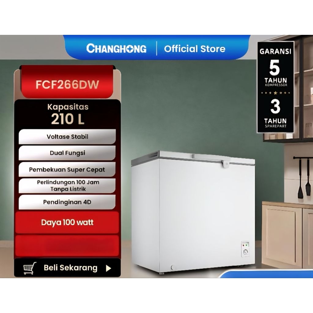 CHANGHONG Chest Freezer FCF 266 DW Freezer Box 200 Liter