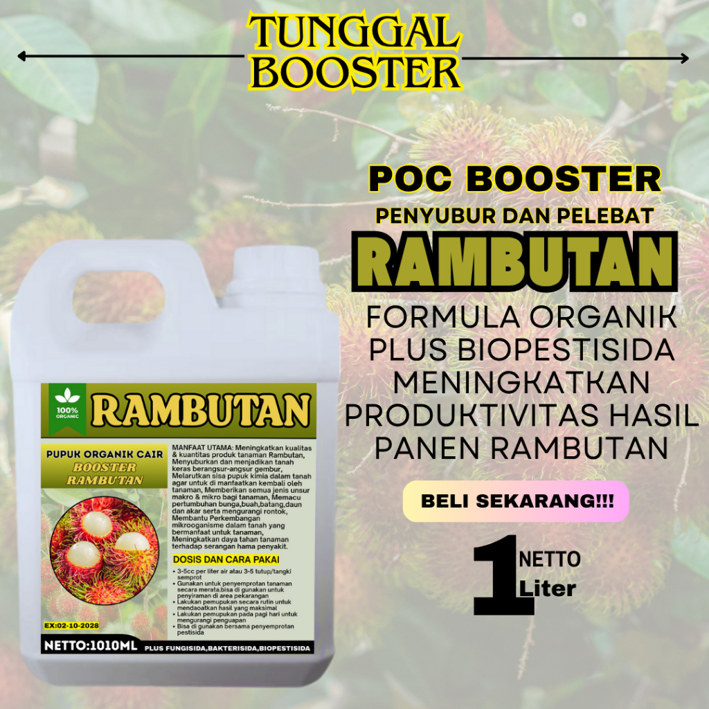 Pupuk Organik Cair Rambutan 1L Subur Lebat Berkualitas/pupuk agar rambutan berbuah lebat/pupuk penyu