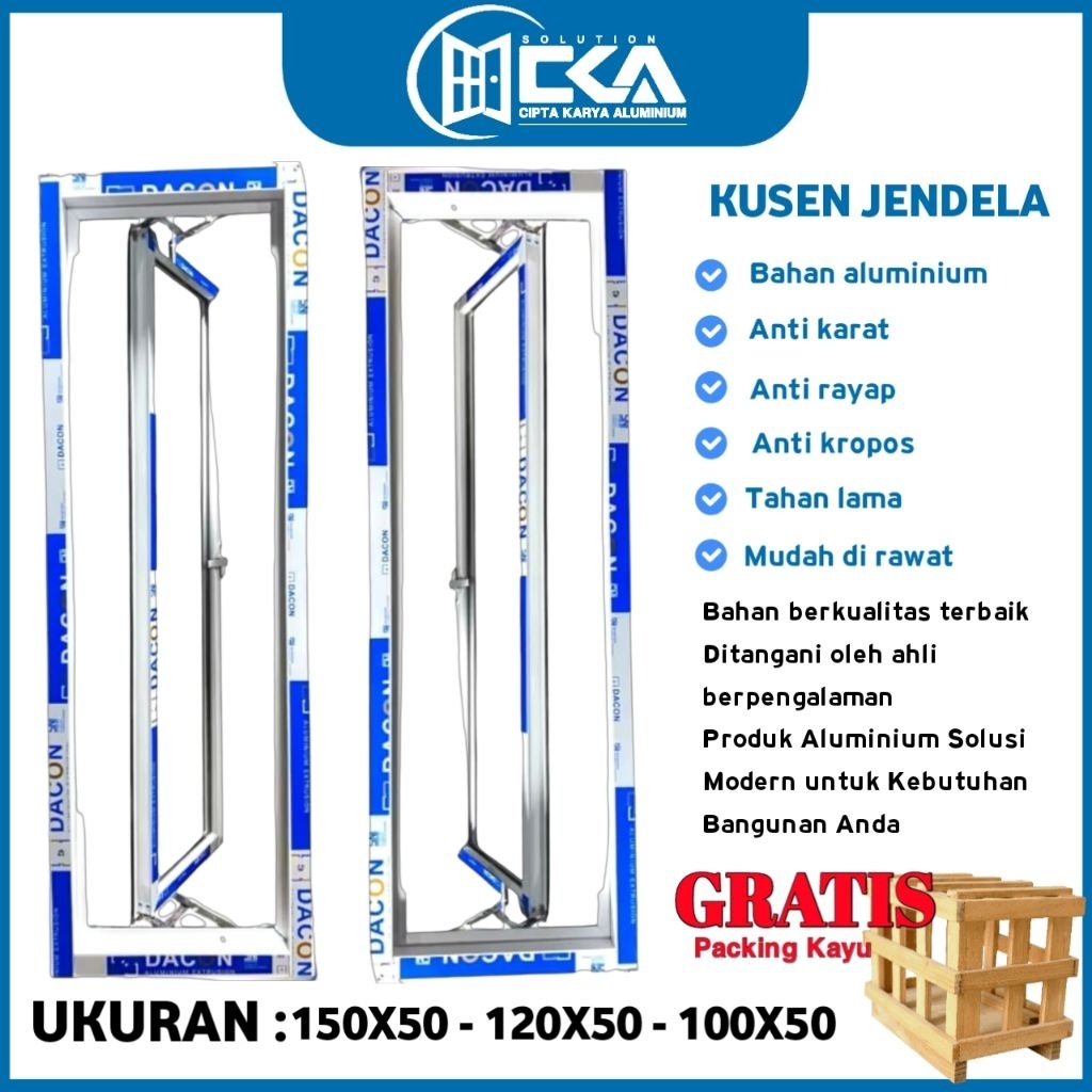 kusen Jendela Aluminium Uk, 150 x 50 Free packing kayu