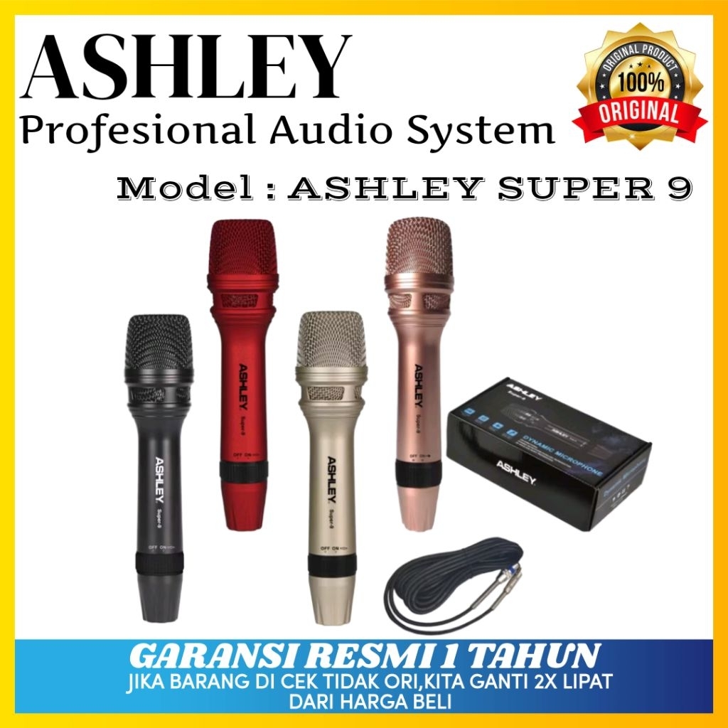 Mic Kabel Ashley Super 9 Original Mic kabel Ashley Garansi resmi