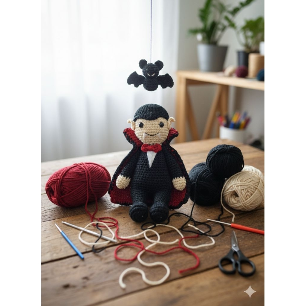 GANTUNGAN KUNCI AMIGURUMI VAMPIR 18 CM / DRAKULA FREE BOX // BONEKA VAMPIR // KADO ULANG TAHUN
