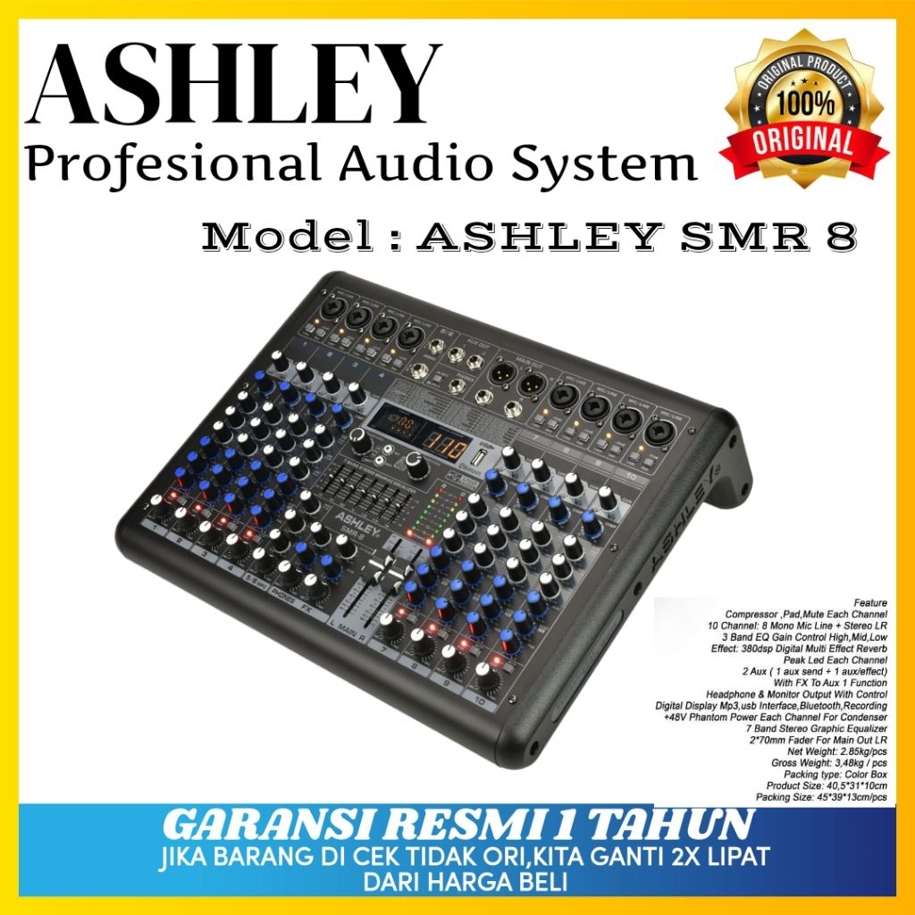 Mixer Ashley Smr 8 Original Mixer Ashley 8 Channel Bluetooth