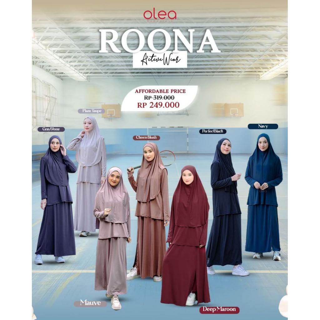 Olea - Roona Active Wear Oneset / Setelan Olahraga Muslimah / Oneset Olahraga / Outfit Olahraga Musl
