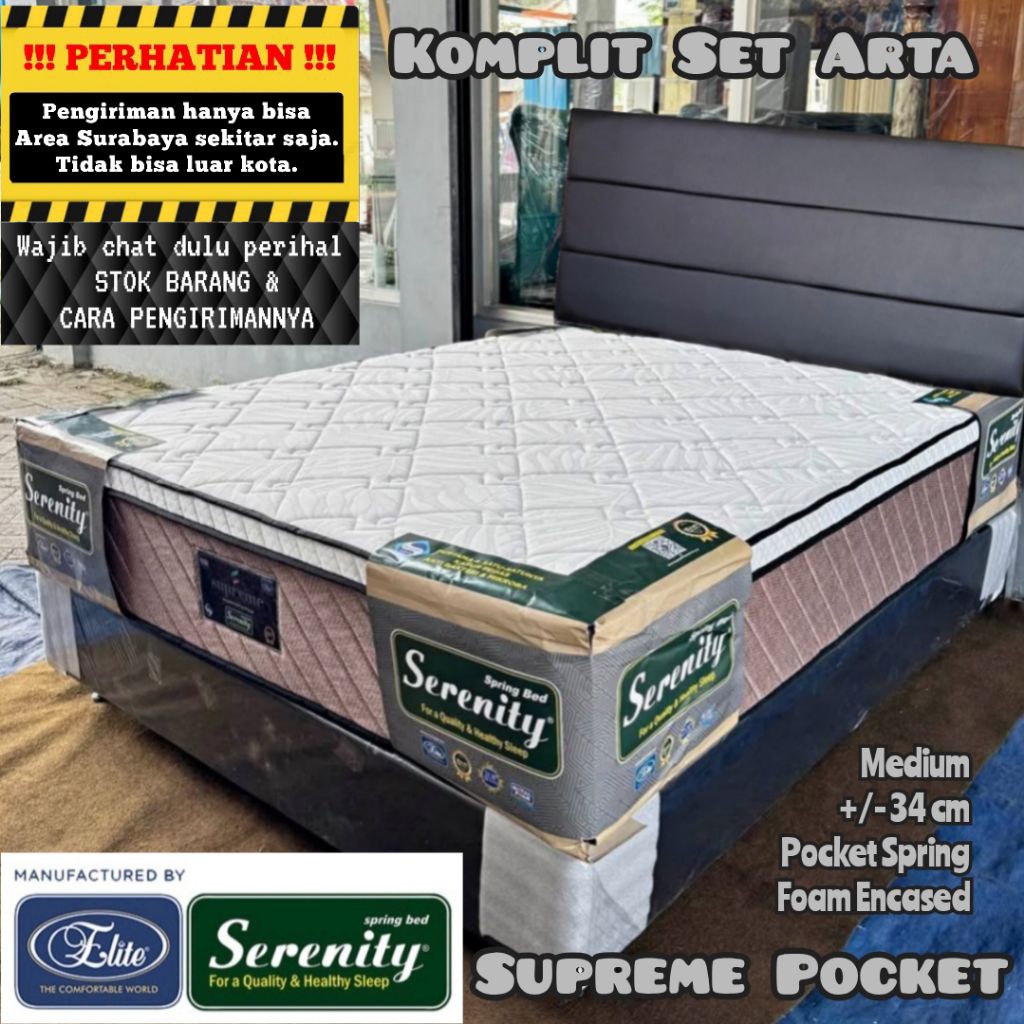 TFRS. Komplit Set Arta + Springbed Elite Serenity Supreme Pocket with Foam Encased ( Kasur + Divan +