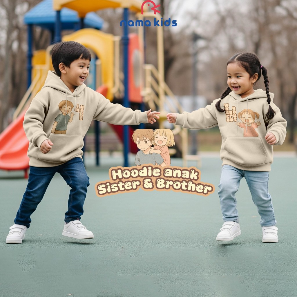 Sweater Hoodie Sablon Kaka Adek Hoodie Anak Sablon Bahan Fleece Hoodie Anak Laki Laki dan Perempuan 