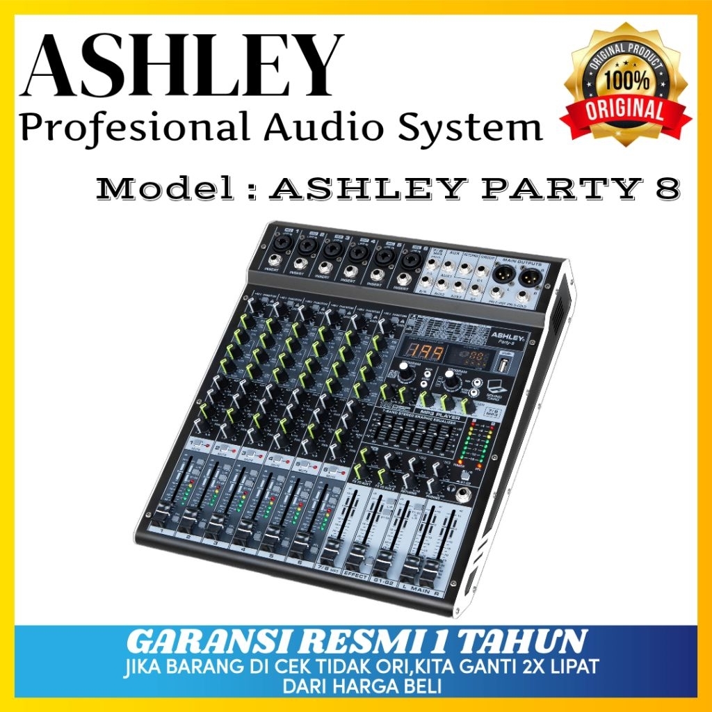 Mixer Ashley Party 8 Original Mixer Ashley 8 Channel Bluetooth