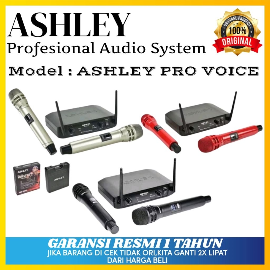 Mic Wireless Ashley Pro Voice Original Mic Wireless Ashley Garansi resmi