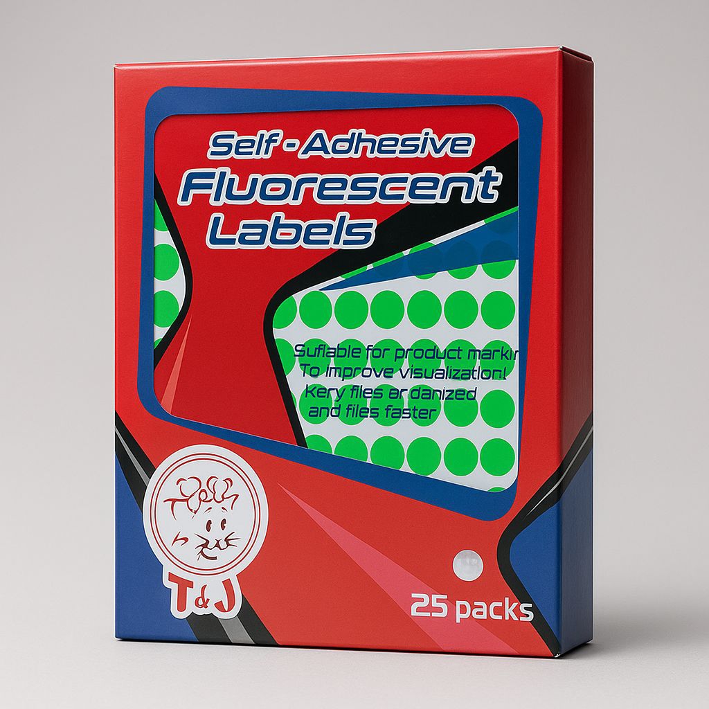 Label Stiker Flourescent Bulat Tom&Jerry TJ 114 - 25 Pack / 1 Dus