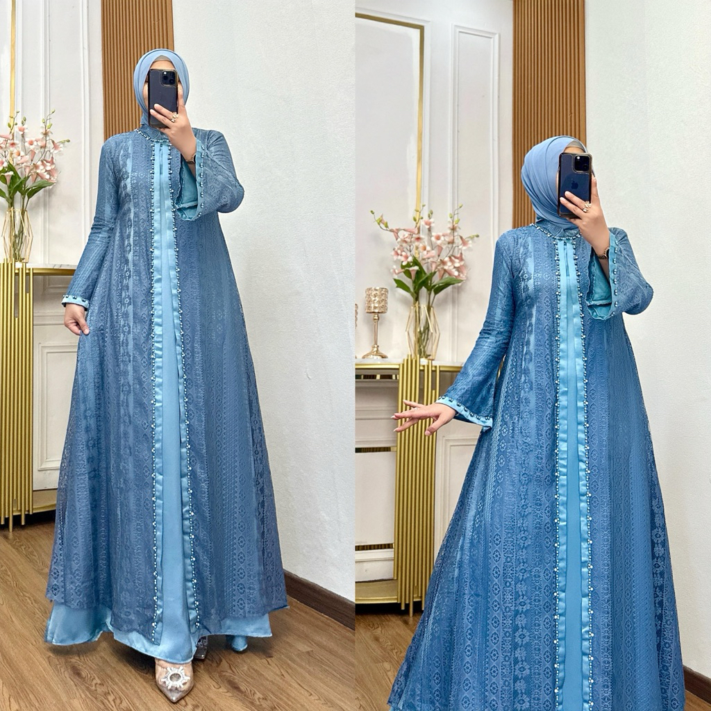 Gamis Brukat Malika/ Gamis Brukat/ Gamis Brukat Terbaru/ Gamis Brukat Jumbo/ Gamis Brukat Mewah/ Gam
