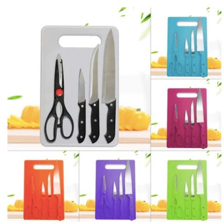 [LOLA] PISAU SET TALENAN | Pisau Dapur Set 5in1 Plus Talenan Serbaguna || Pisau Set Lengkap Dengan T