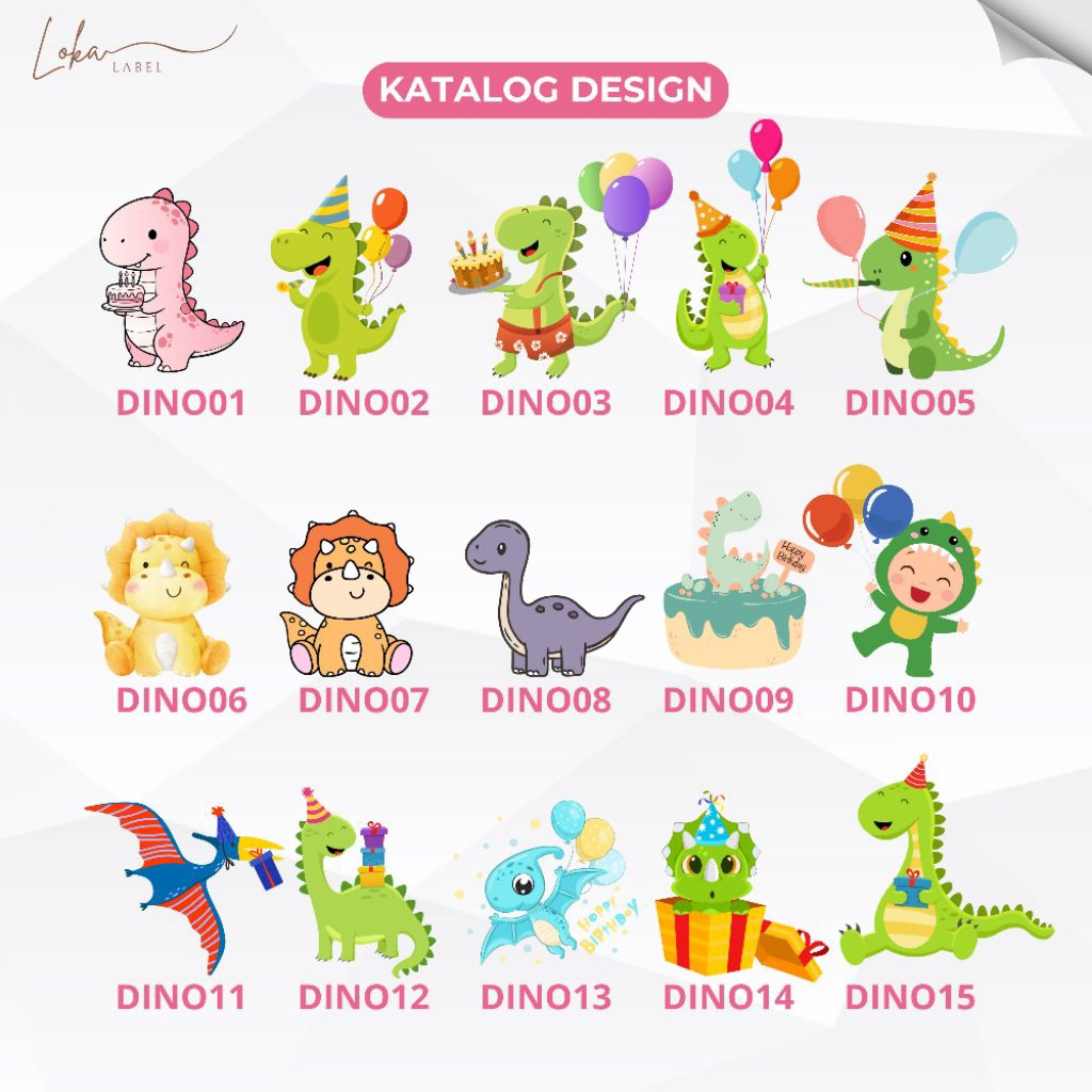 (30Pcs) Stiker & Hang Tag Ulang Tahun Anak Custom | Tema DINOSAURUS
