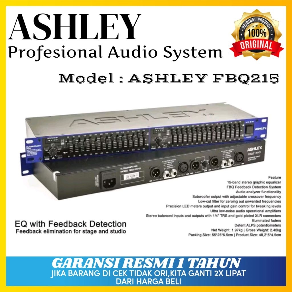 Equalizer Ashley FBQ 215 HD Original With Feedback Detection
