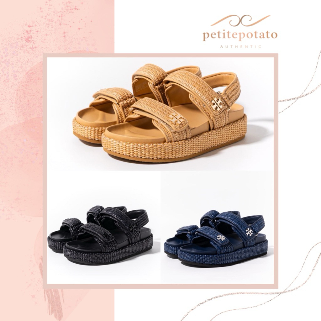SEPATU BRANDED WANITA TORY BURCH KIRA RAFFIA SPORT SANDAL