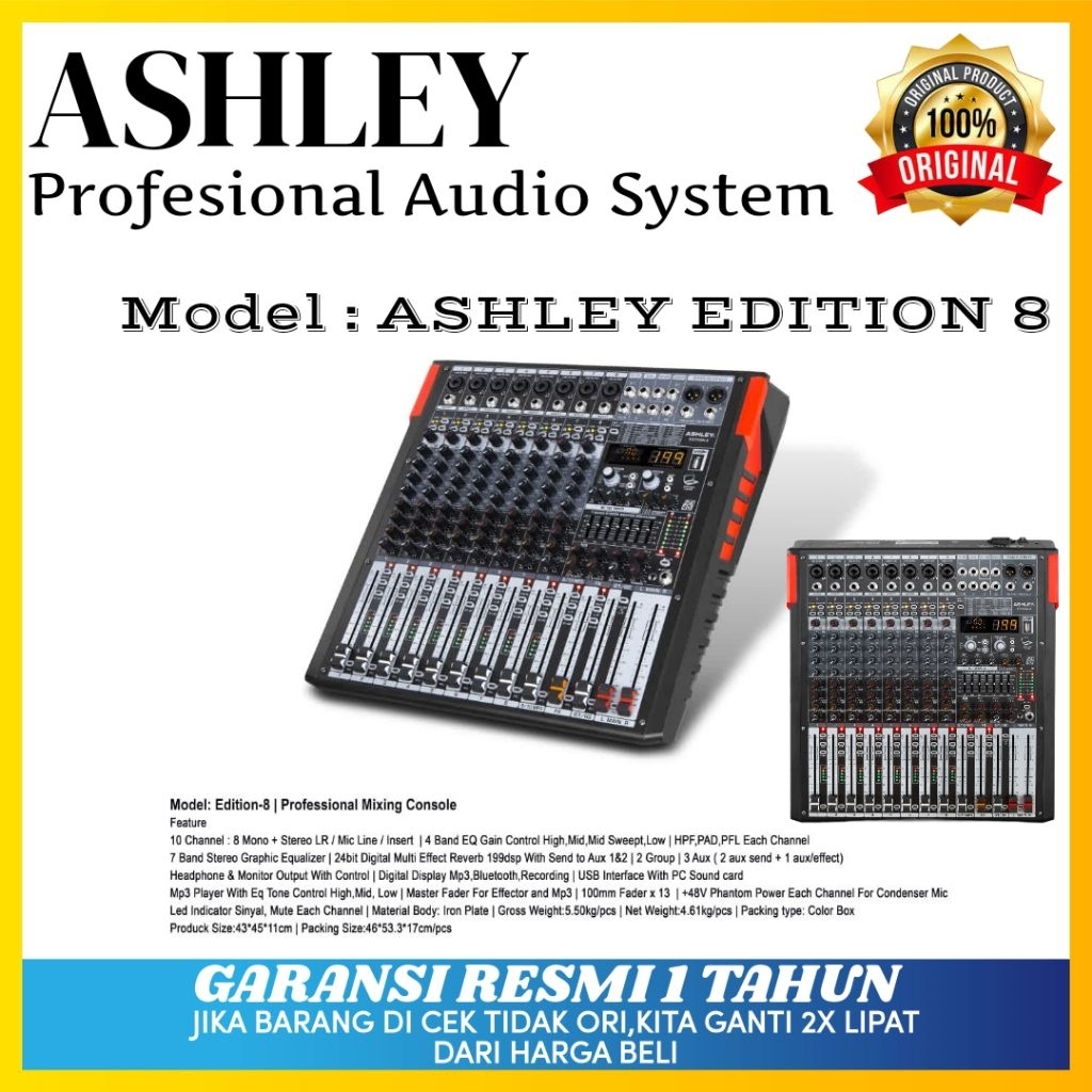 Mixer Ashley Edition 8 Original Mixer Ashley 8 Channel Bluetooth