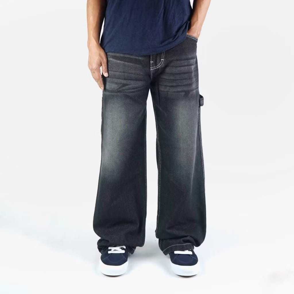 Celana Panjang Denim Cargo Carpenter Jeans Pria