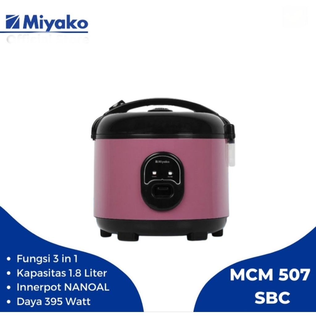 MIYAKO : MCM-507SBC MAGIC WARMER PLUS RICE COOKER 3IN1 1,8 LITER MCM 507 SBC 395 WATT DENGAN TONJOLA