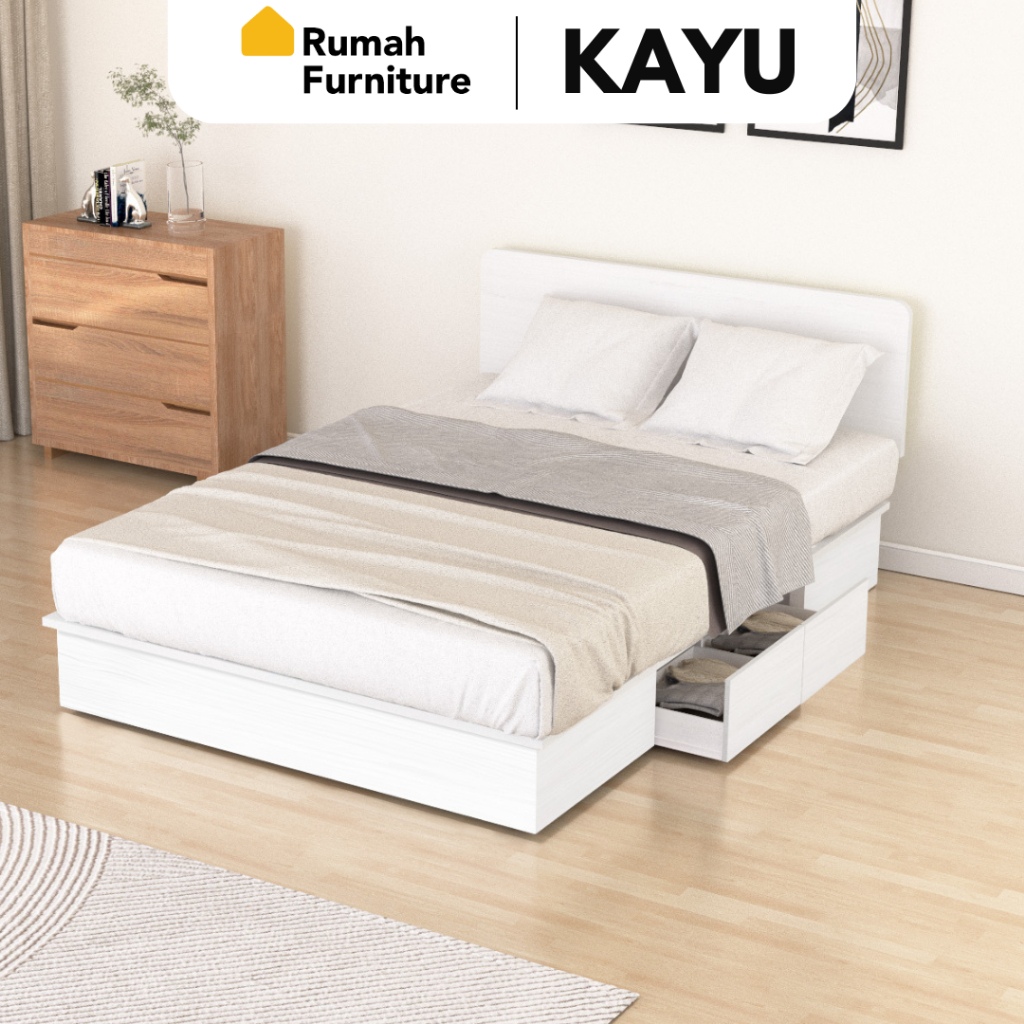 IOWA Ranjang Dipan Kayu Rangka Tempat Tidur Divan Putih Modern Minimalis 140 x 200