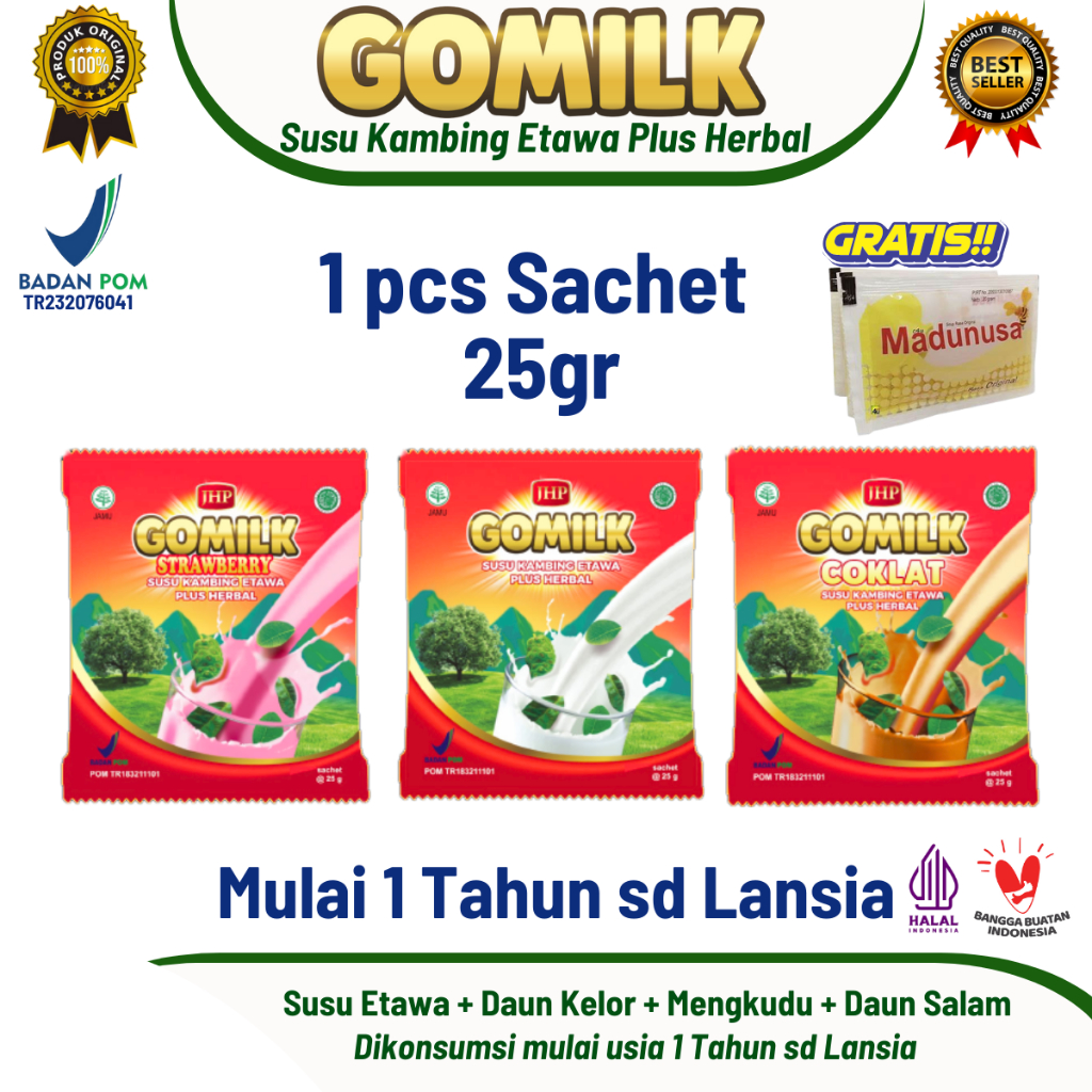 GOMILK Sachet – Susu Etawa untuk Anak 1 Tahun ke Atas | Nafsu Makan, Pencernaan, Tulang