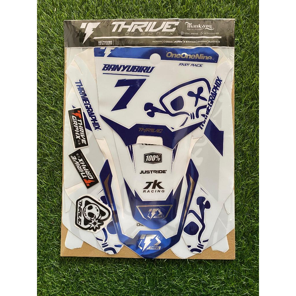 Decal Stiker Klx Gordon Premium Putih Biru Trail/Supermoto Full Body Bebas Custom