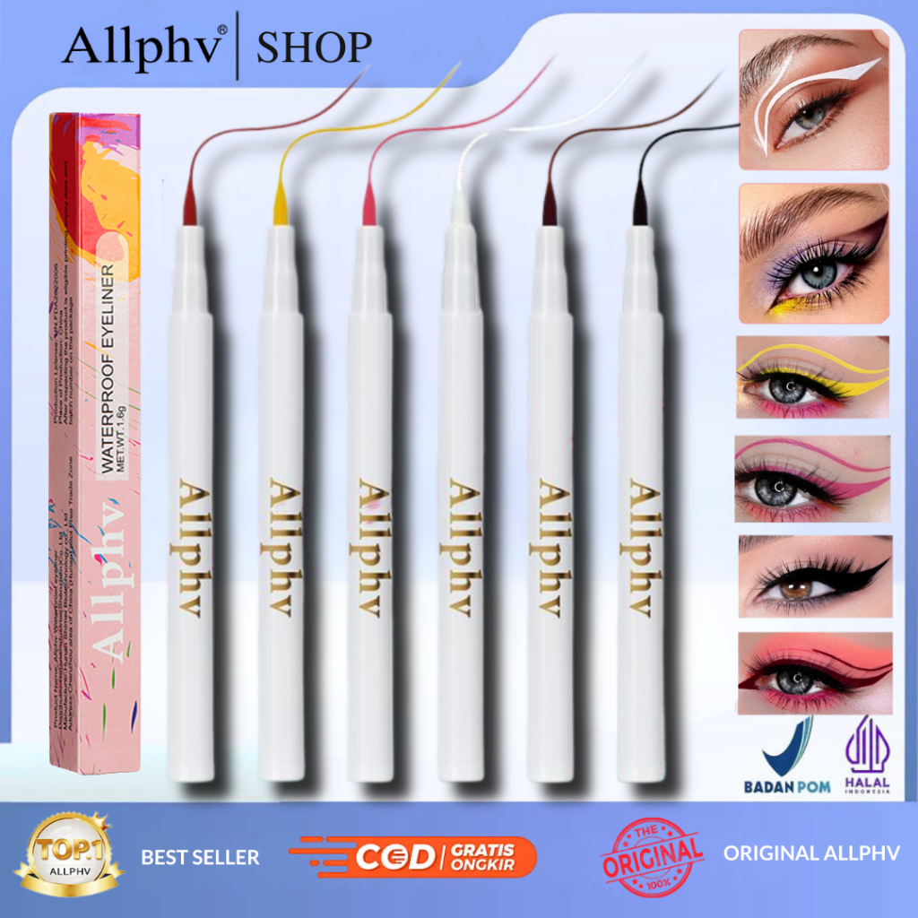 ALLPHV Eyeliner Color Waterproof Long Lasting Eyeliner Putih Waterproof