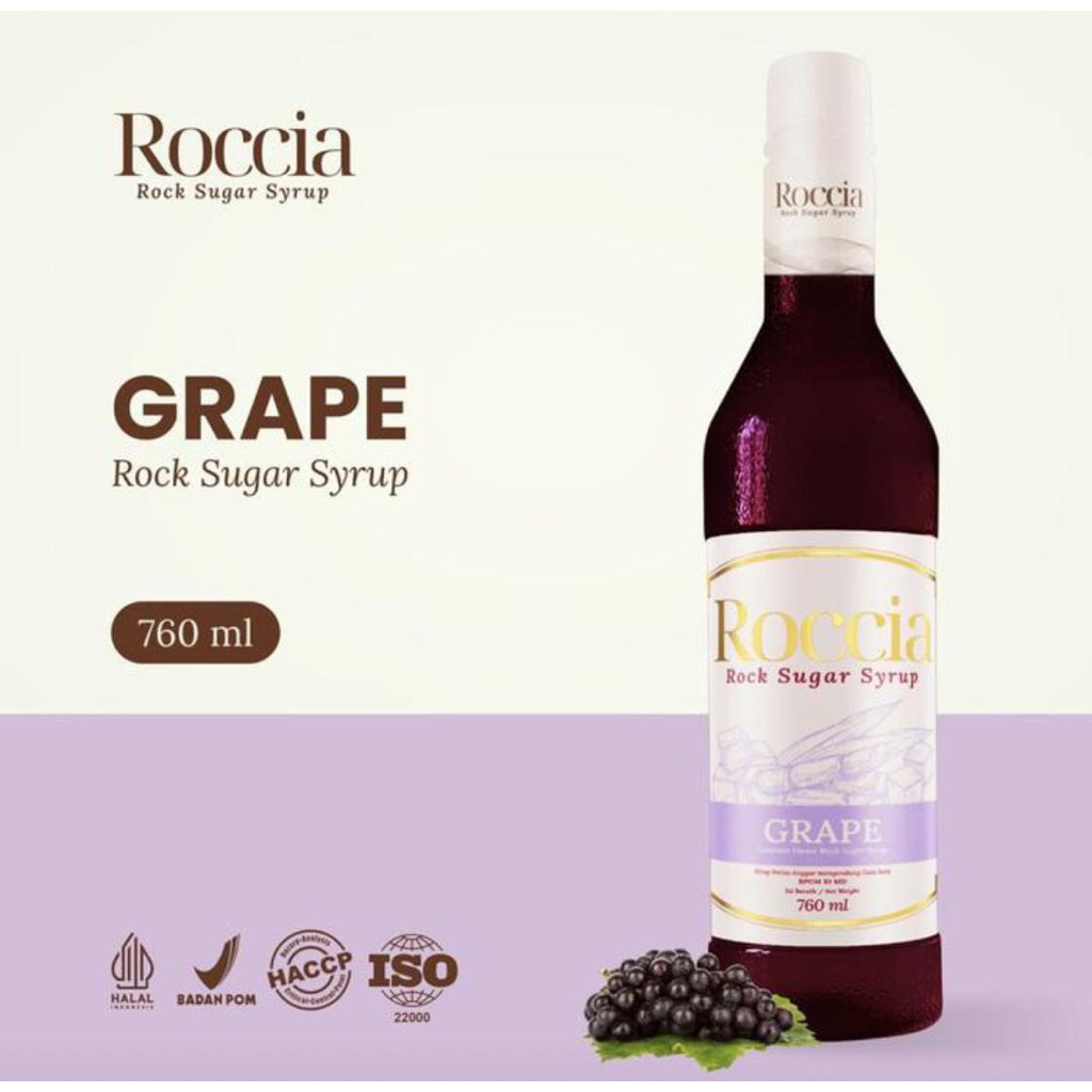 

Roccia Rock Sugar Syrup Grape - Syrup Gula Batu Rasa Grape 760ml