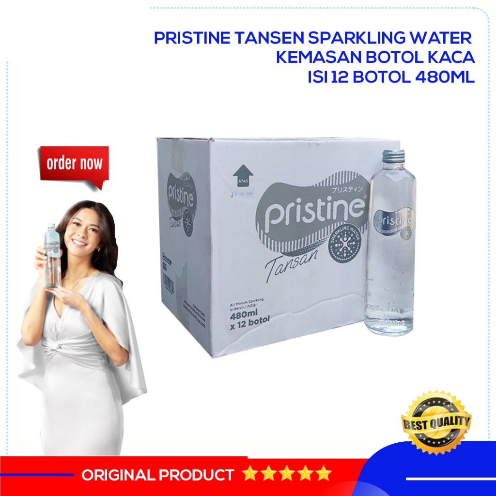 Pristine Tansan Sparkling Water Botol Kaca 480ml isi 12 botol - Pristine botol kaca - Air Minum boto