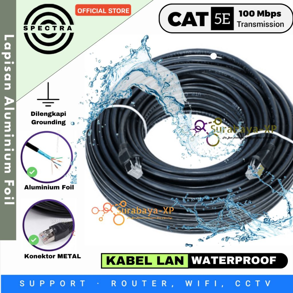 Kabel LAN 50 Meter UTP STP CAT5E 50M 50 M 50Meter FTP Outdoor SPECTRA Internet UTP INDIHOME