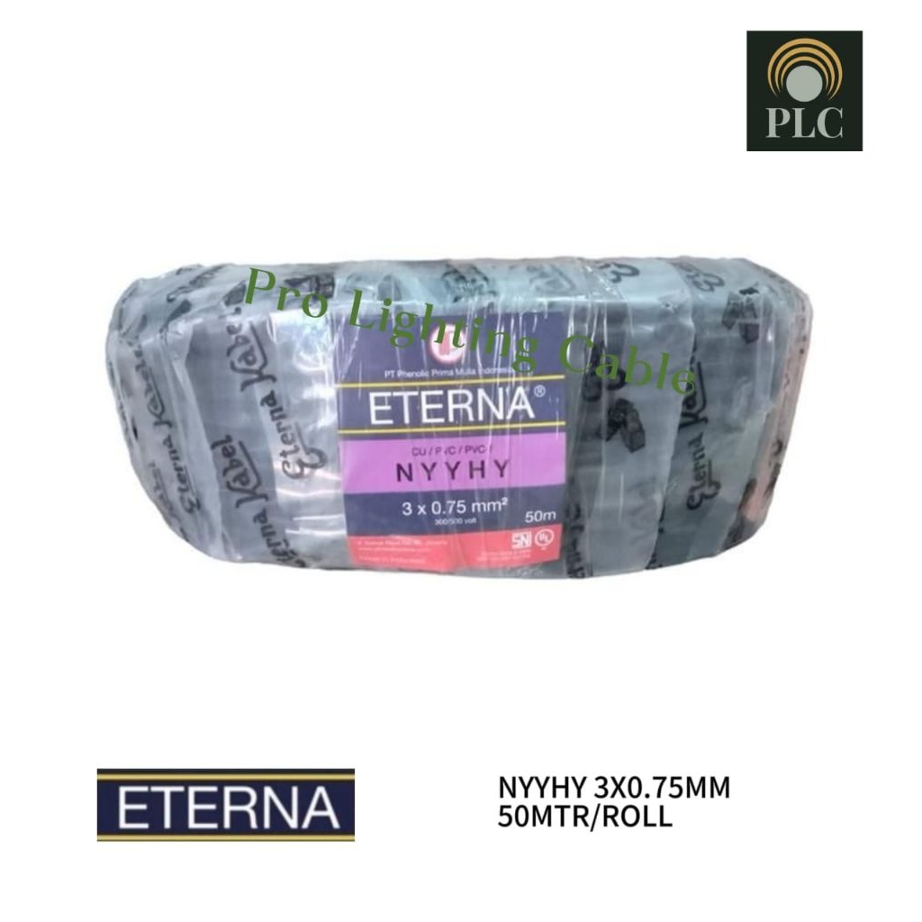 Kabel Eterna NYYHY 3X0.75 3X0,75 mm Rol 50 Meter