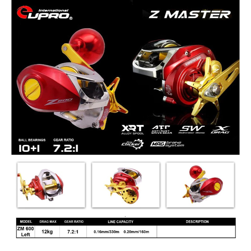 Eupro Z MASTER ZM600 Baitcasting Reel 10+1BB | Reel BC SW Full metal body Light Jigging & Mirco jig 