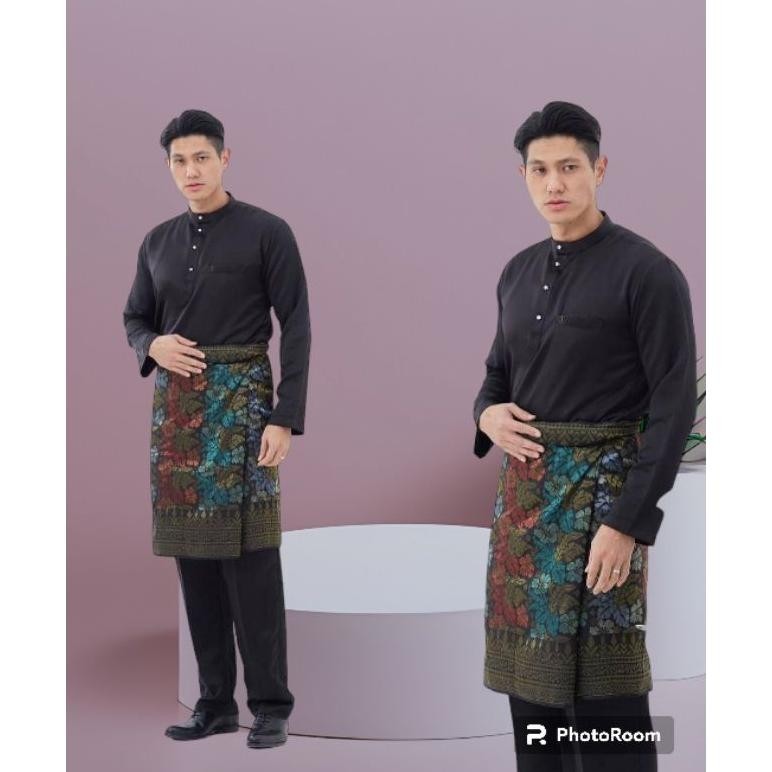 SETELAN BAHAN PREMIUM BAJU MELAYU PRIA DEWASA TOYOBO TELUK BELANGA/BAJU KURUNG MELAYU WARNA HITAM