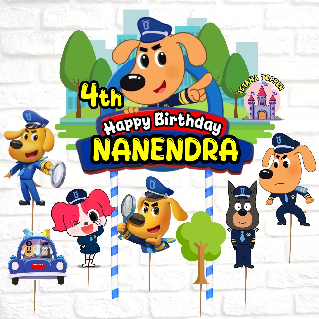 Topper CUSTOM NAMA Tema POLISI LABRADOR