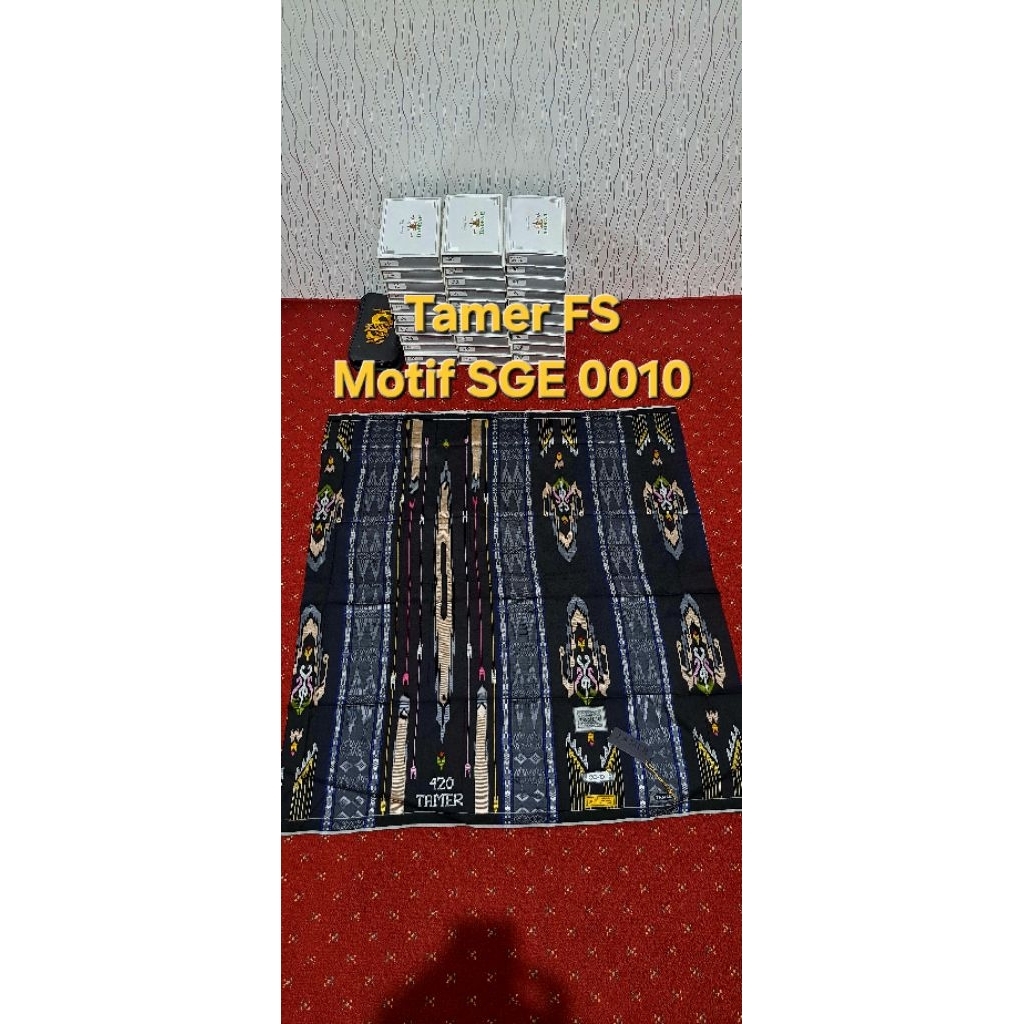 Sarung Tenun TAMER SGE Bahan Full Sutra super premium benang 420 tenun tangan dengan jahitan tengah